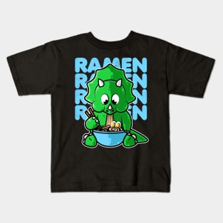 Dinosaur Triceratops Ramen Bowl Kawaii Anime Japanese print Kids T-Shirt